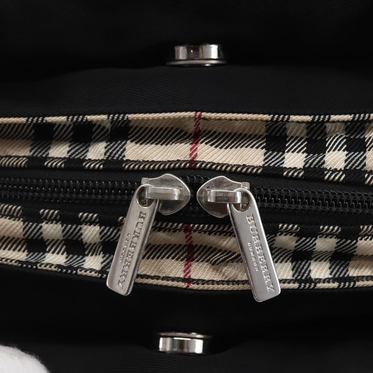BURBERRY Nova Check Blue Label Hand Bag Nylon Gold Silver Auth kk569