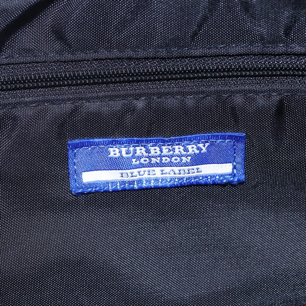 BURBERRY Nova Check Blue Label Hand Bag Nylon Gold Silver Auth kk569