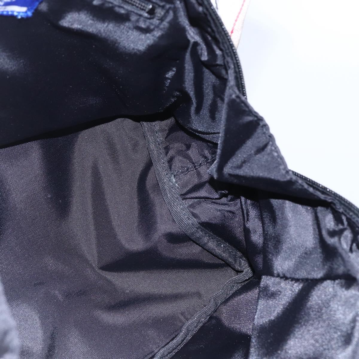 BURBERRY Nova Check Blue Label Hand Bag Nylon Gold Silver Auth kk569