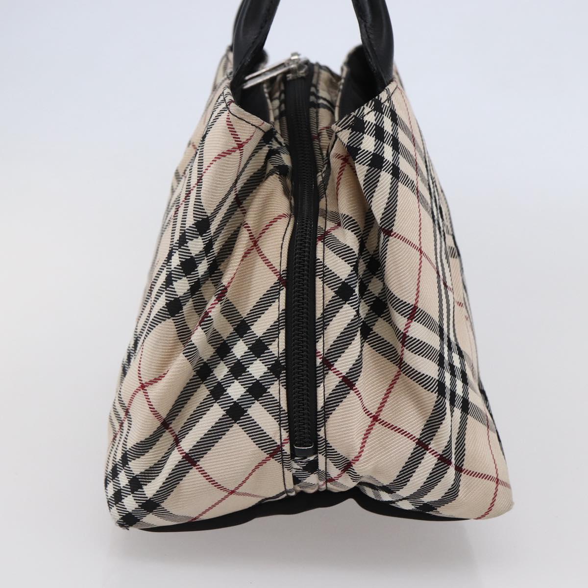 BURBERRY Nova Check Blue Label Hand Bag Nylon Gold Silver Auth kk569