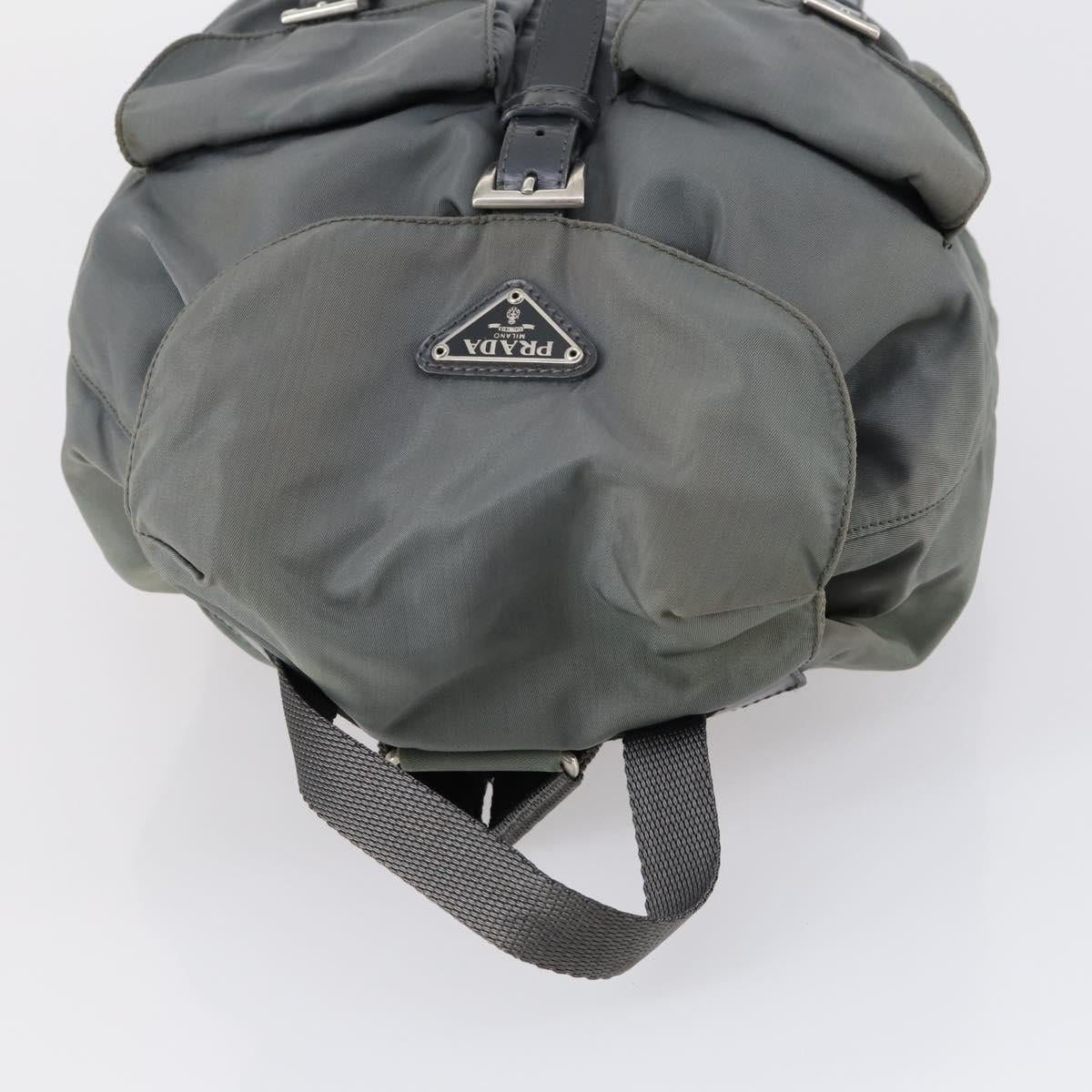 PRADA Backpack Nylon Gray Silver Auth kk572