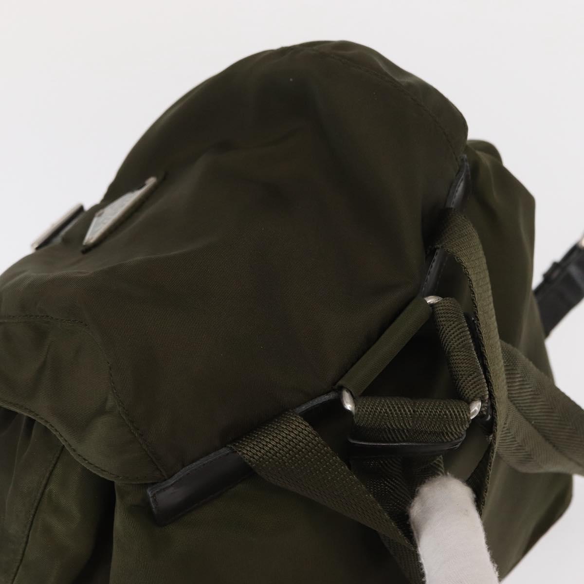 PRADA Backpack Nylon Green Silver Auth kk575