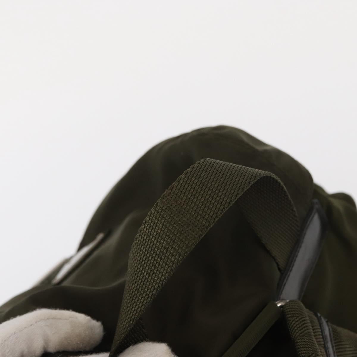 PRADA Backpack Nylon Green Silver Auth kk575