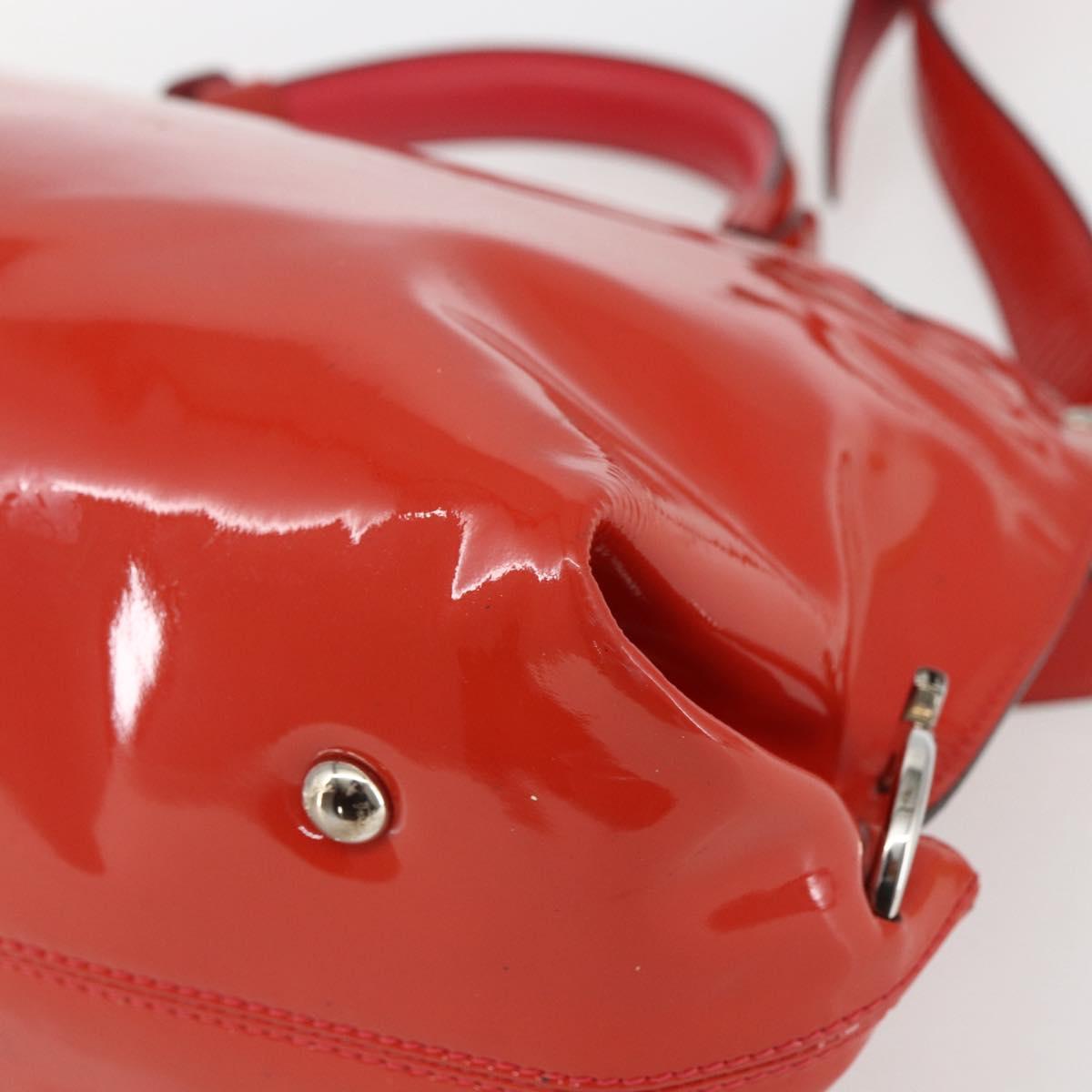 Salvatore Ferragamo Gancini Hand Bag Enamel 2way Red Silver Auth kk576