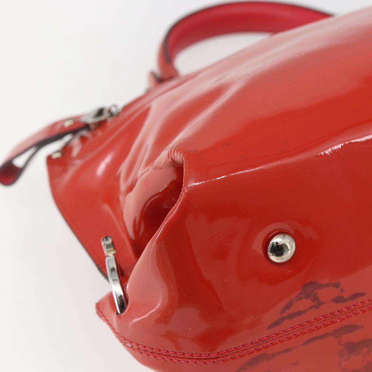 Salvatore Ferragamo Gancini Hand Bag Enamel 2way Red Silver Auth kk576