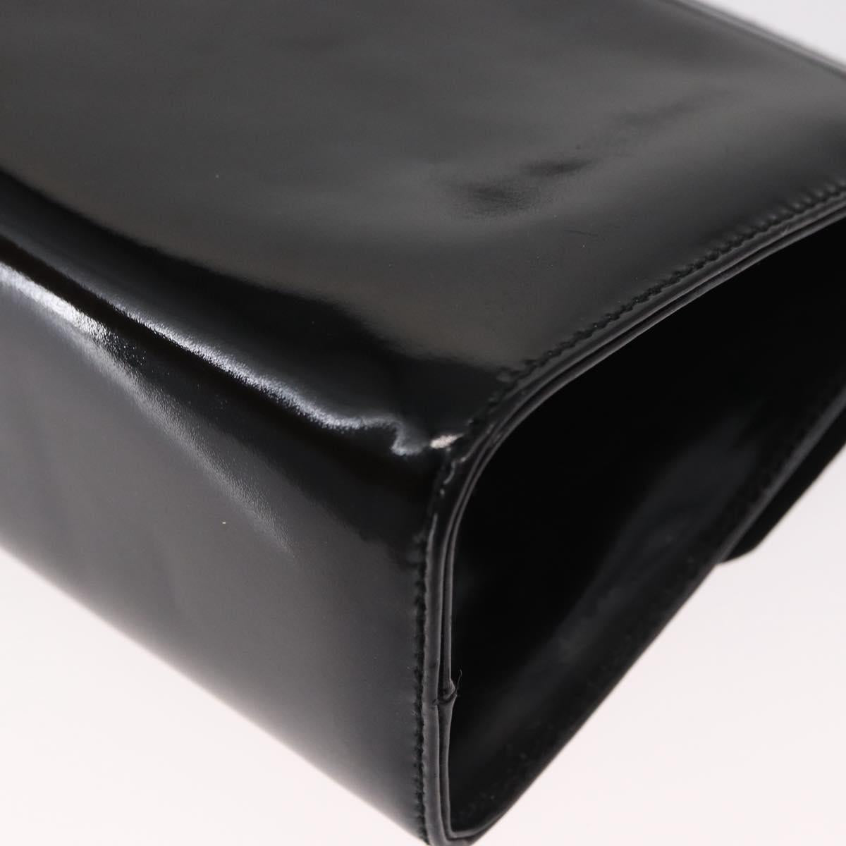 Salvatore Ferragamo Gancini Shoulder Bag Enamel Black Gold Auth kk580