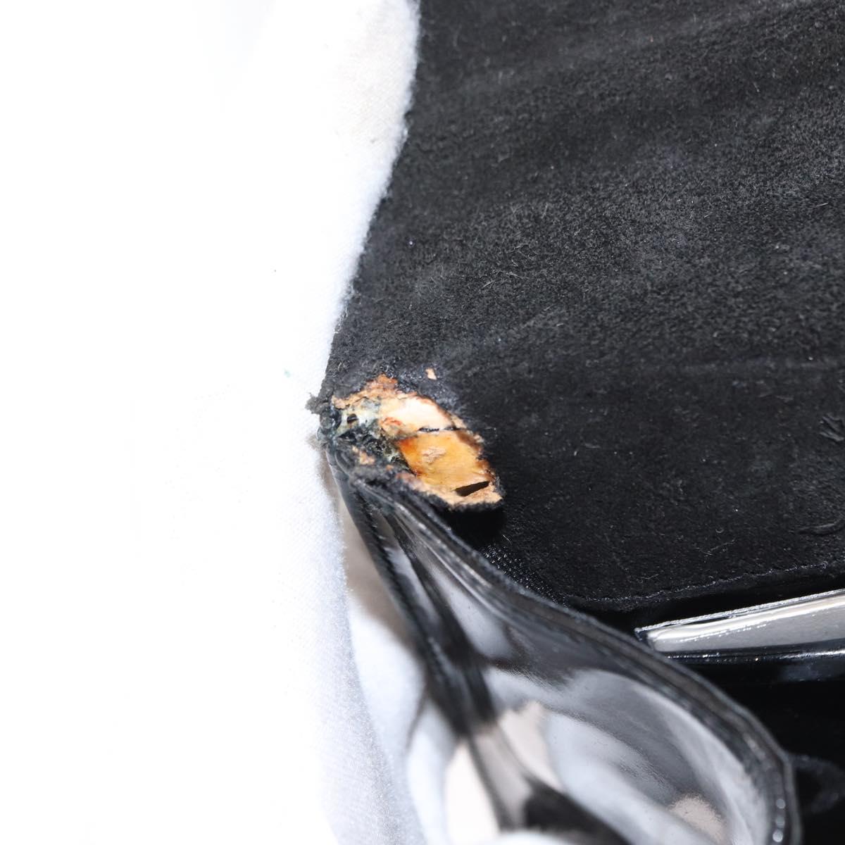 Salvatore Ferragamo Gancini Shoulder Bag Enamel Black Gold Auth kk580