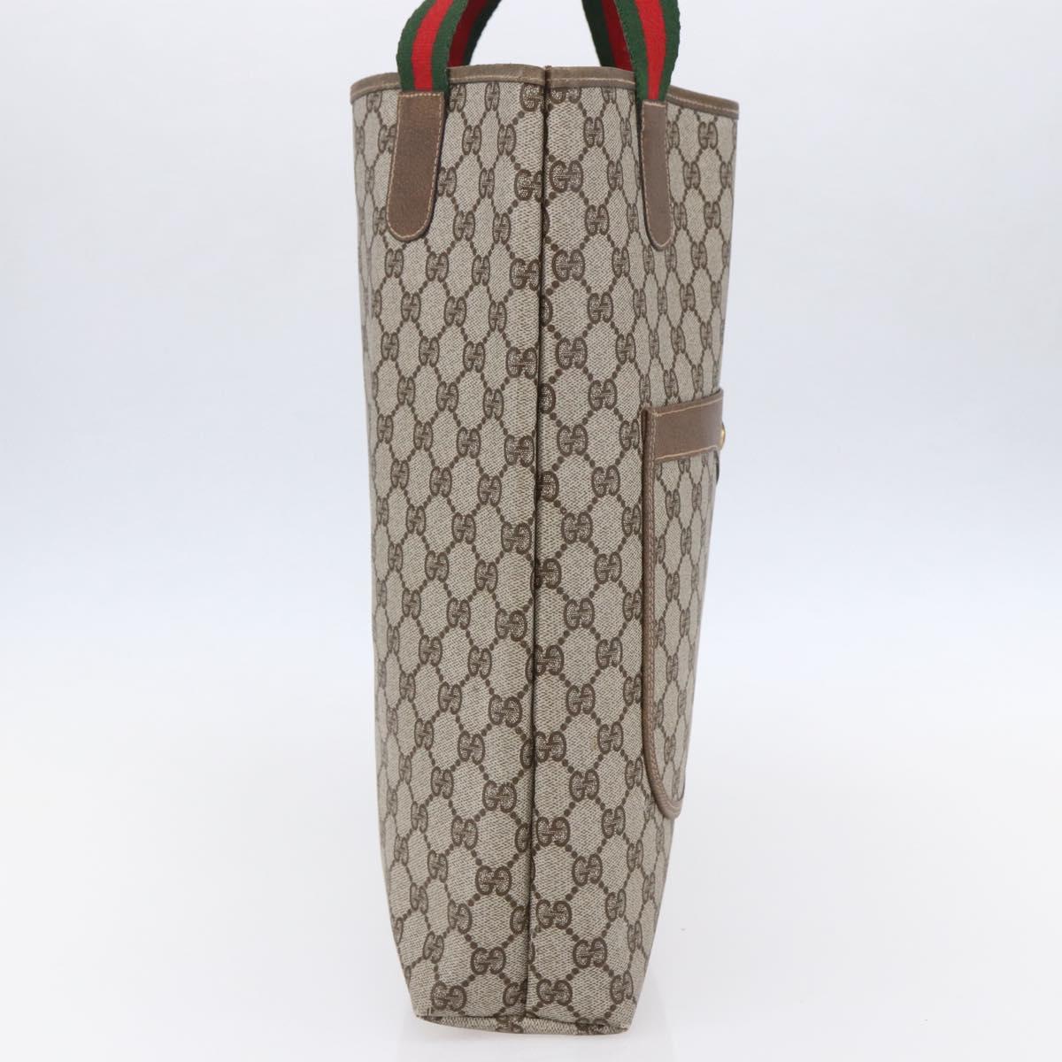 GUCCI GG Supreme Web Sherry Line Tote Bag PVC Beige 41 004 4465 Auth kk582
