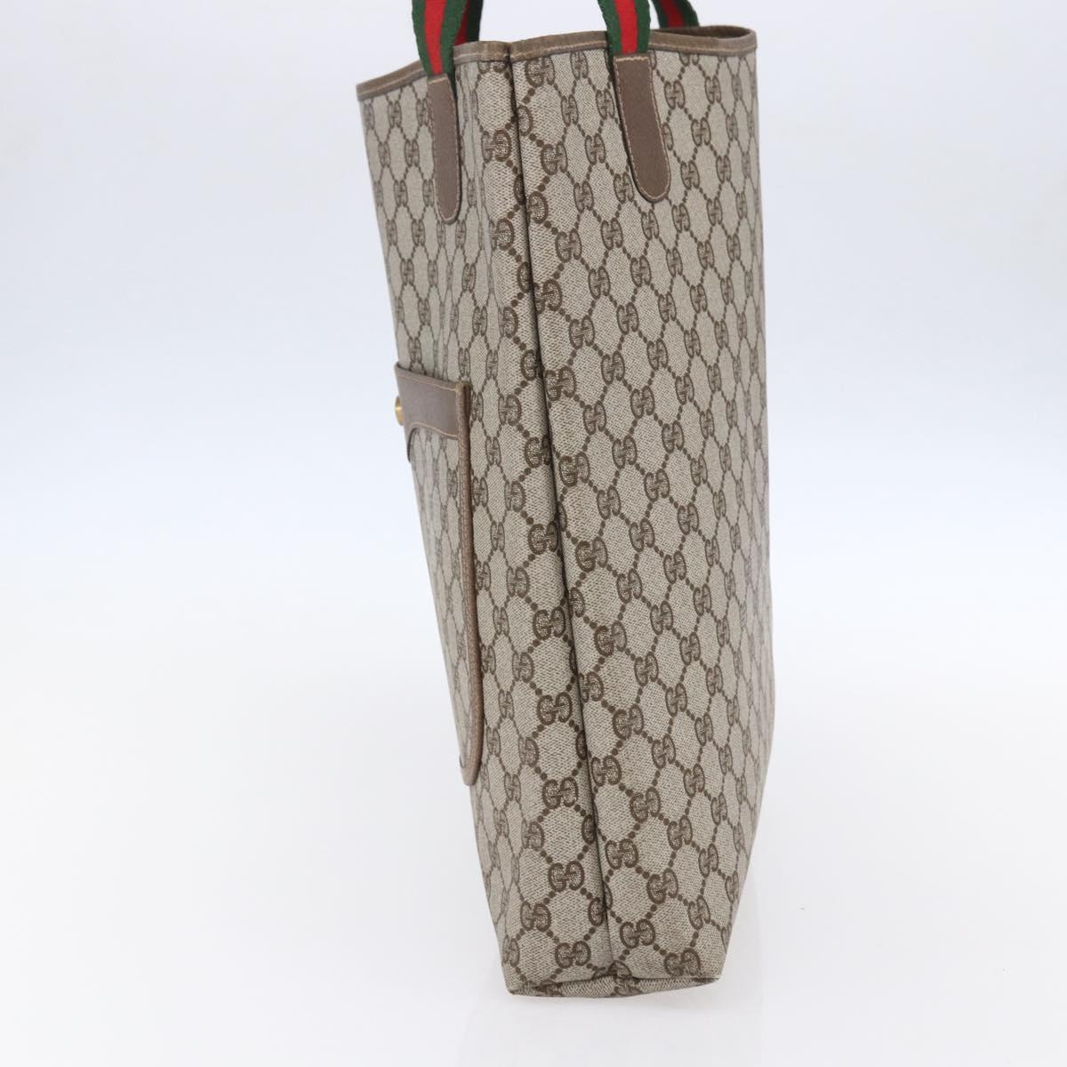GUCCI GG Supreme Web Sherry Line Tote Bag PVC Beige 41 004 4465 Auth kk582