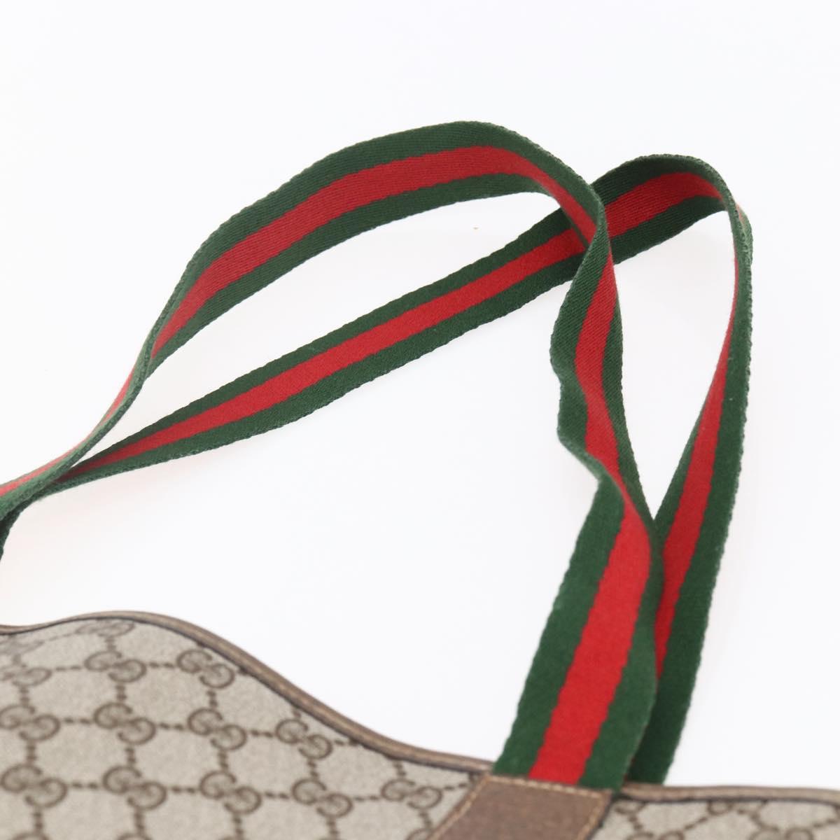 GUCCI GG Supreme Web Sherry Line Tote Bag PVC Beige 41 004 4465 Auth kk582