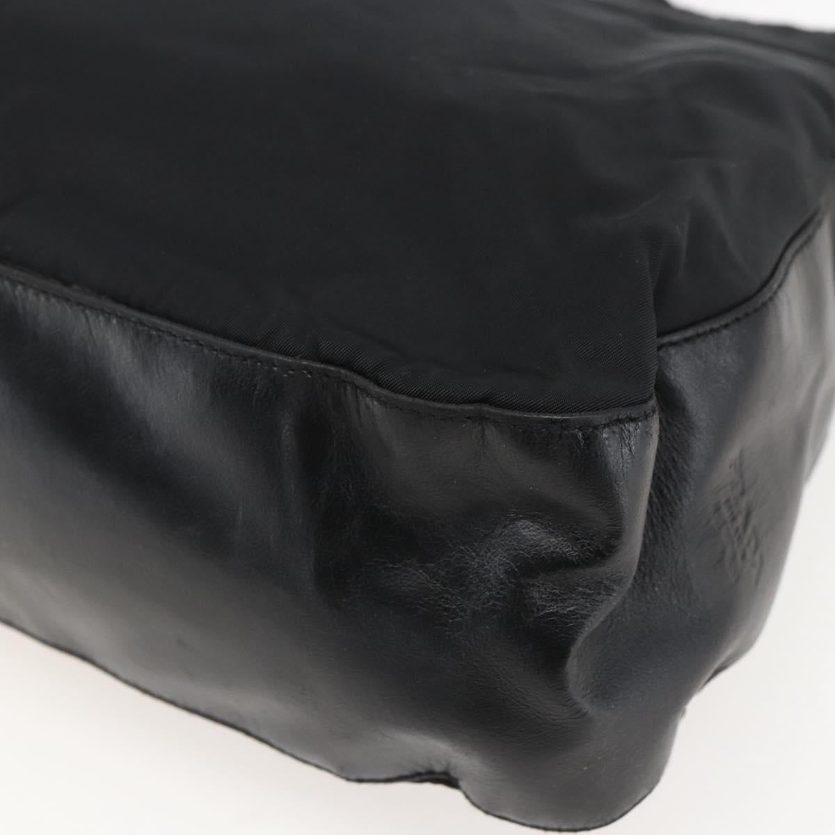 PRADA Chain Shoulder Bag Nylon Black Silver Auth kk583