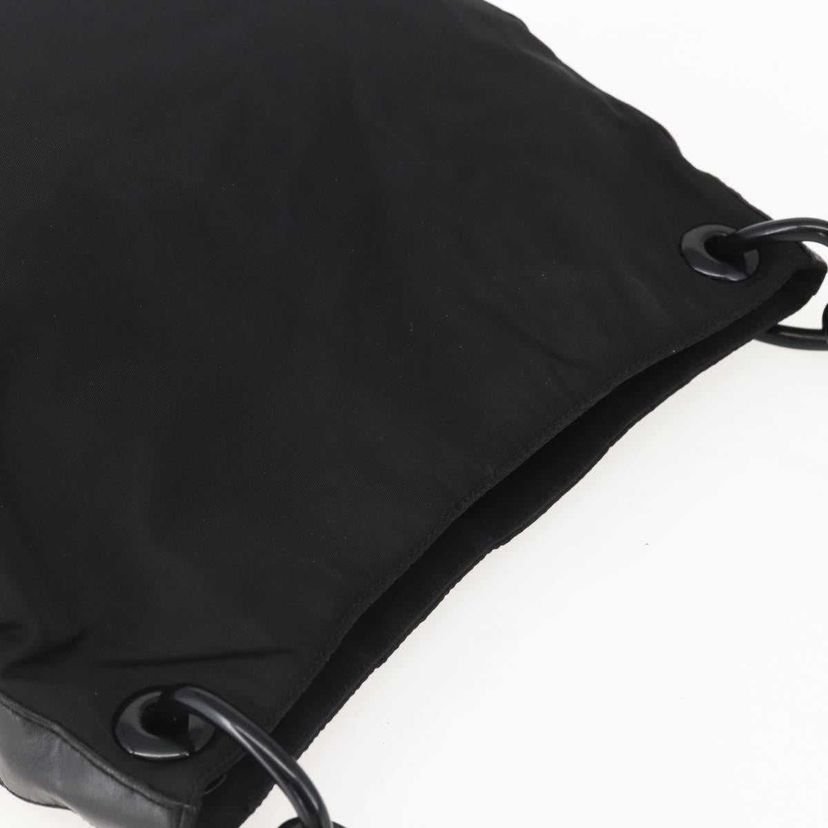 PRADA Chain Shoulder Bag Nylon Black Silver Auth kk583