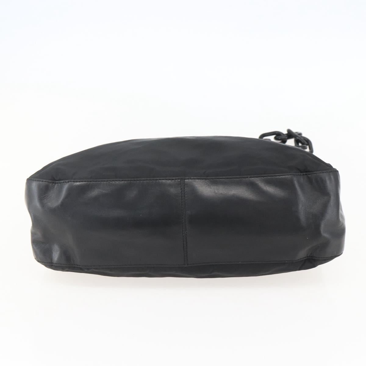 PRADA Chain Shoulder Bag Nylon Black Silver Auth kk583
