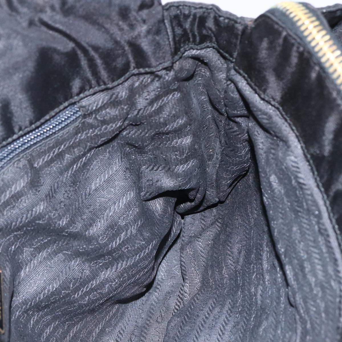 PRADA Chain Tote Bag Leather Black Gold Auth kk585