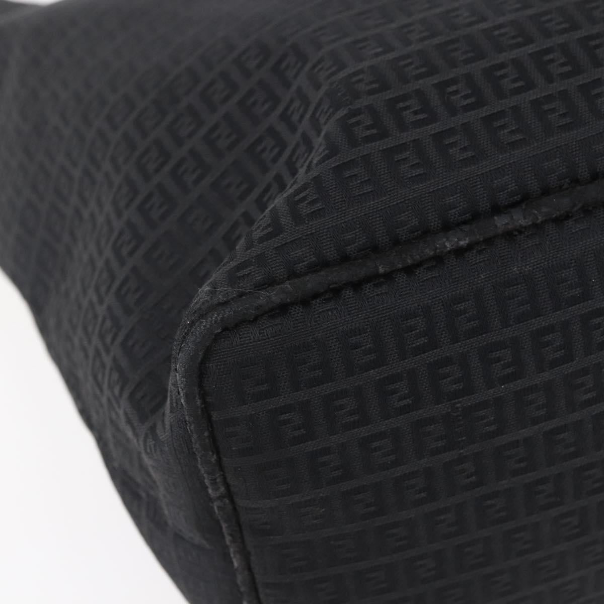 FENDI Zucchino Canvas Tote Bag Black Silver Auth kk586