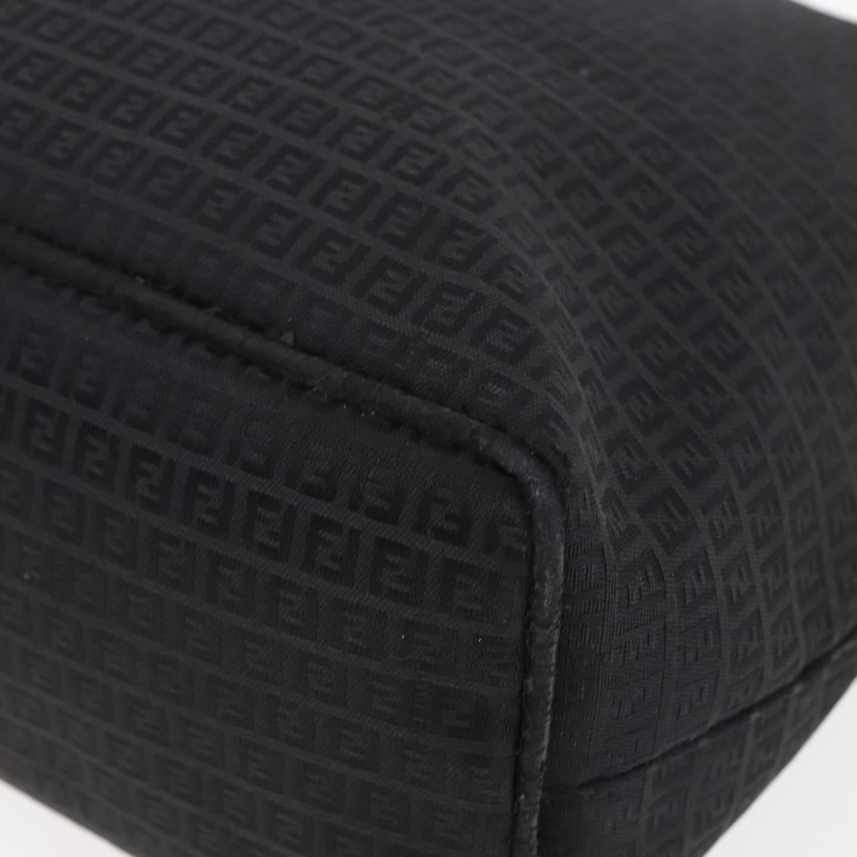 FENDI Zucchino Canvas Tote Bag Black Silver Auth kk586