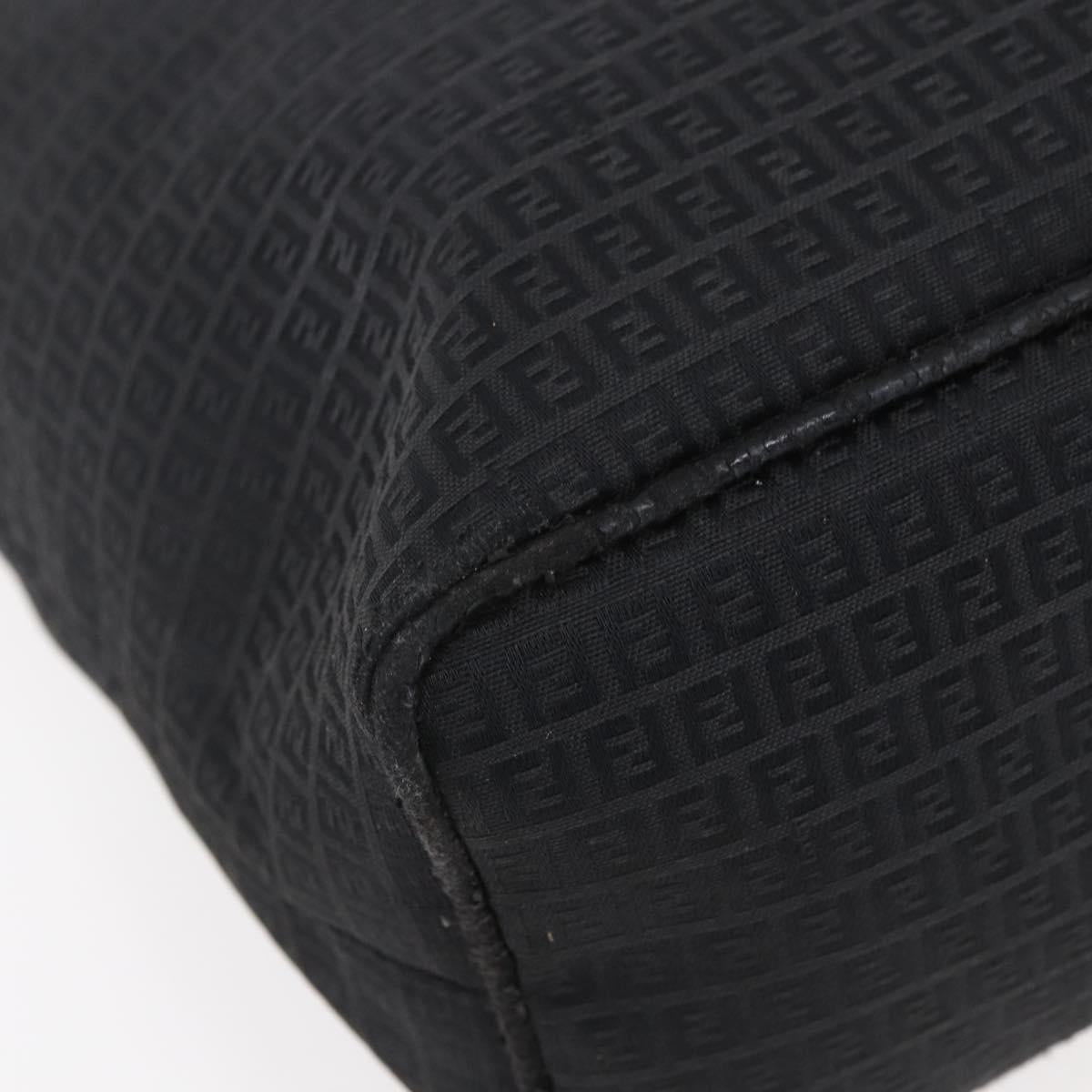 FENDI Zucchino Canvas Tote Bag Black Silver Auth kk586