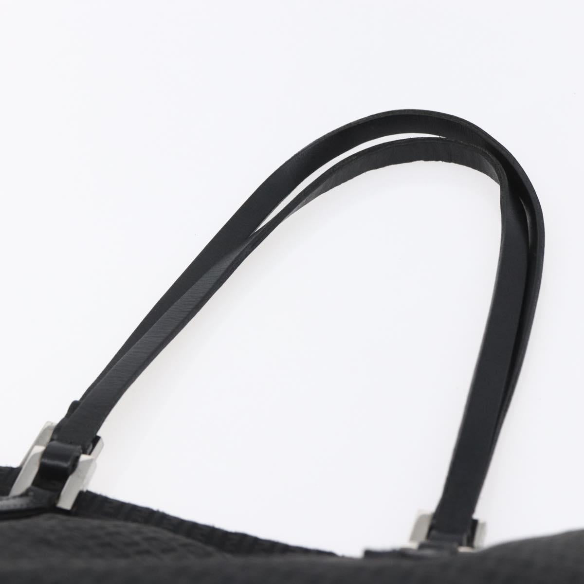 FENDI Zucchino Canvas Tote Bag Black Silver Auth kk586