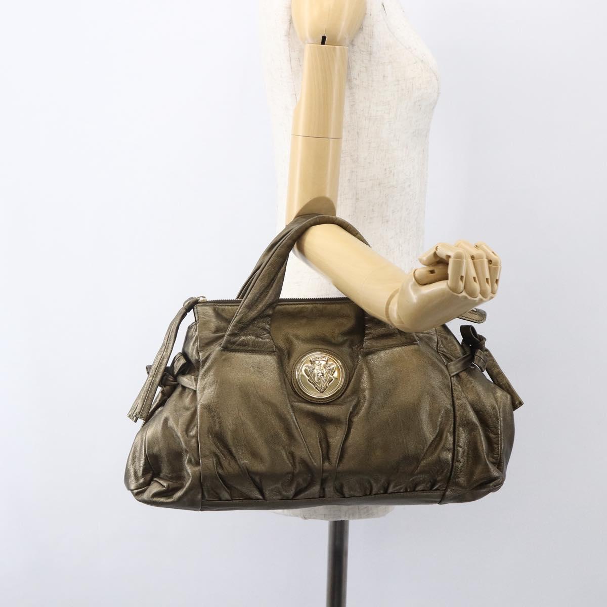 GUCCI Histeria Hand Bag Leather Gold Tone 197020 Auth kk589