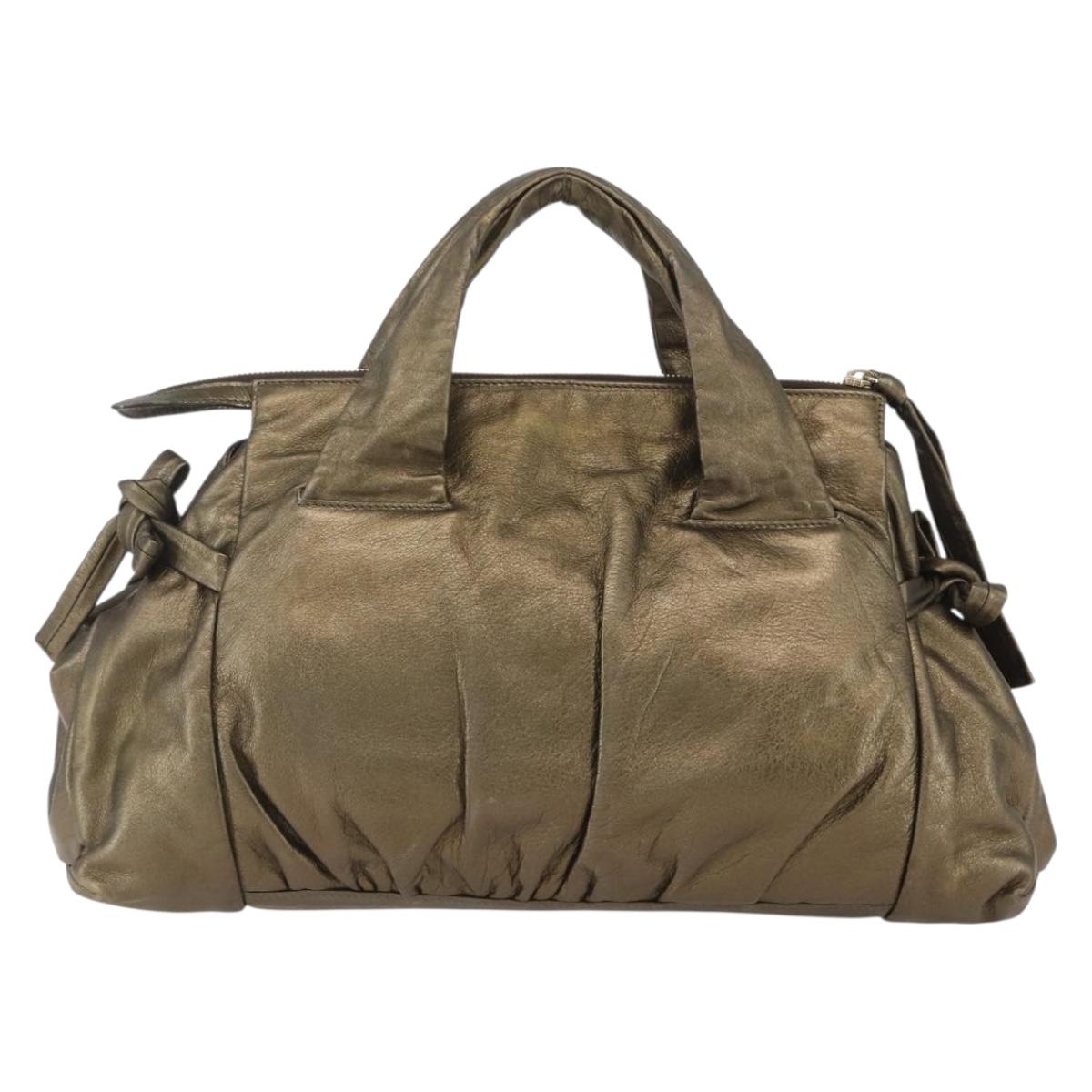 GUCCI Histeria Hand Bag Leather Gold Tone 197020 Auth kk589