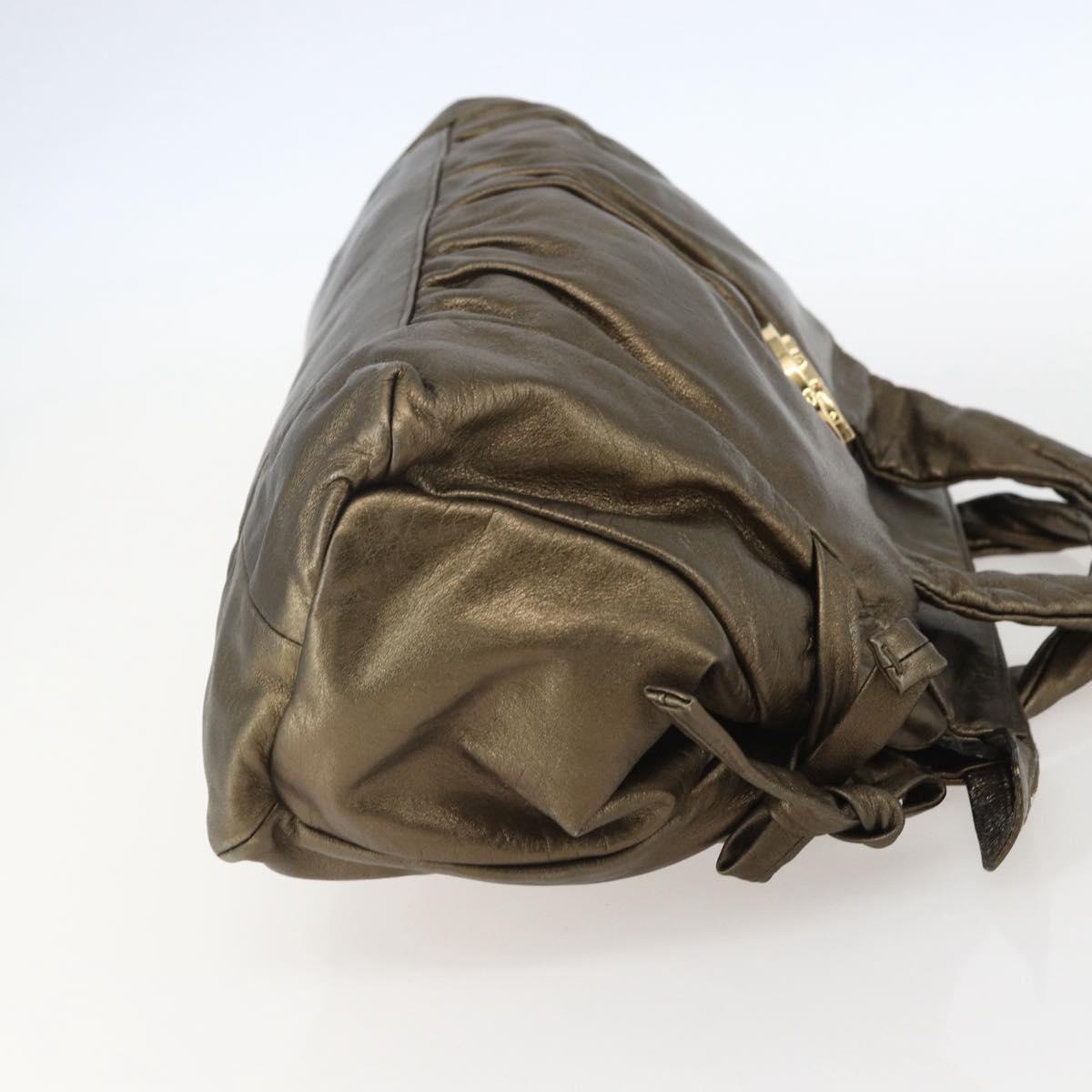 GUCCI Histeria Hand Bag Leather Gold Tone 197020 Auth kk589