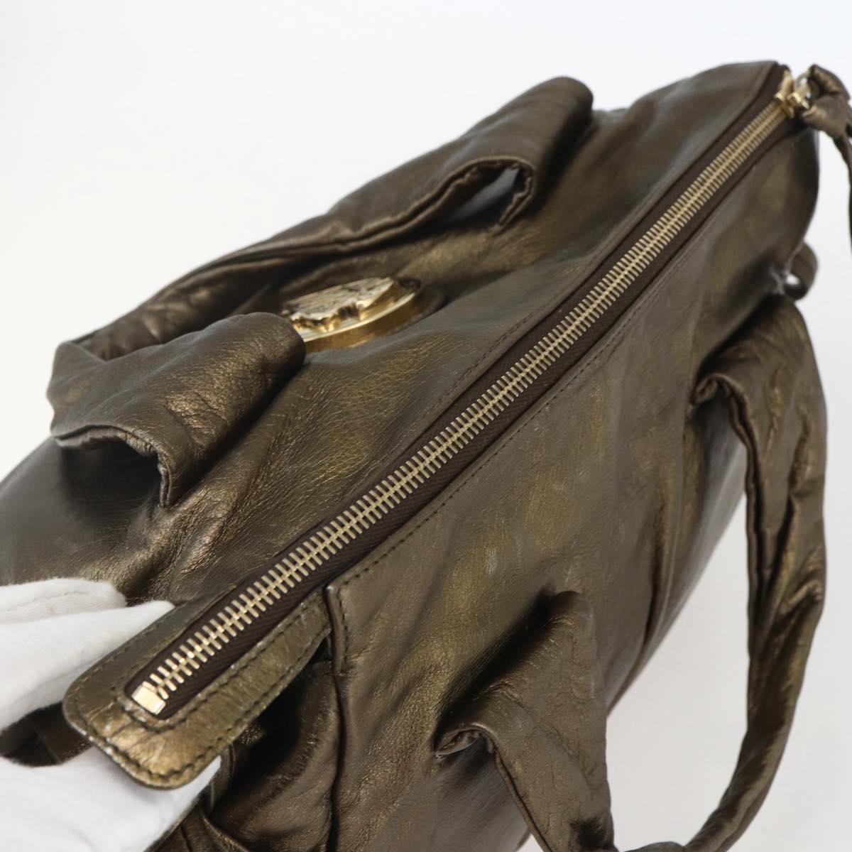 GUCCI Histeria Hand Bag Leather Gold Tone 197020 Auth kk589