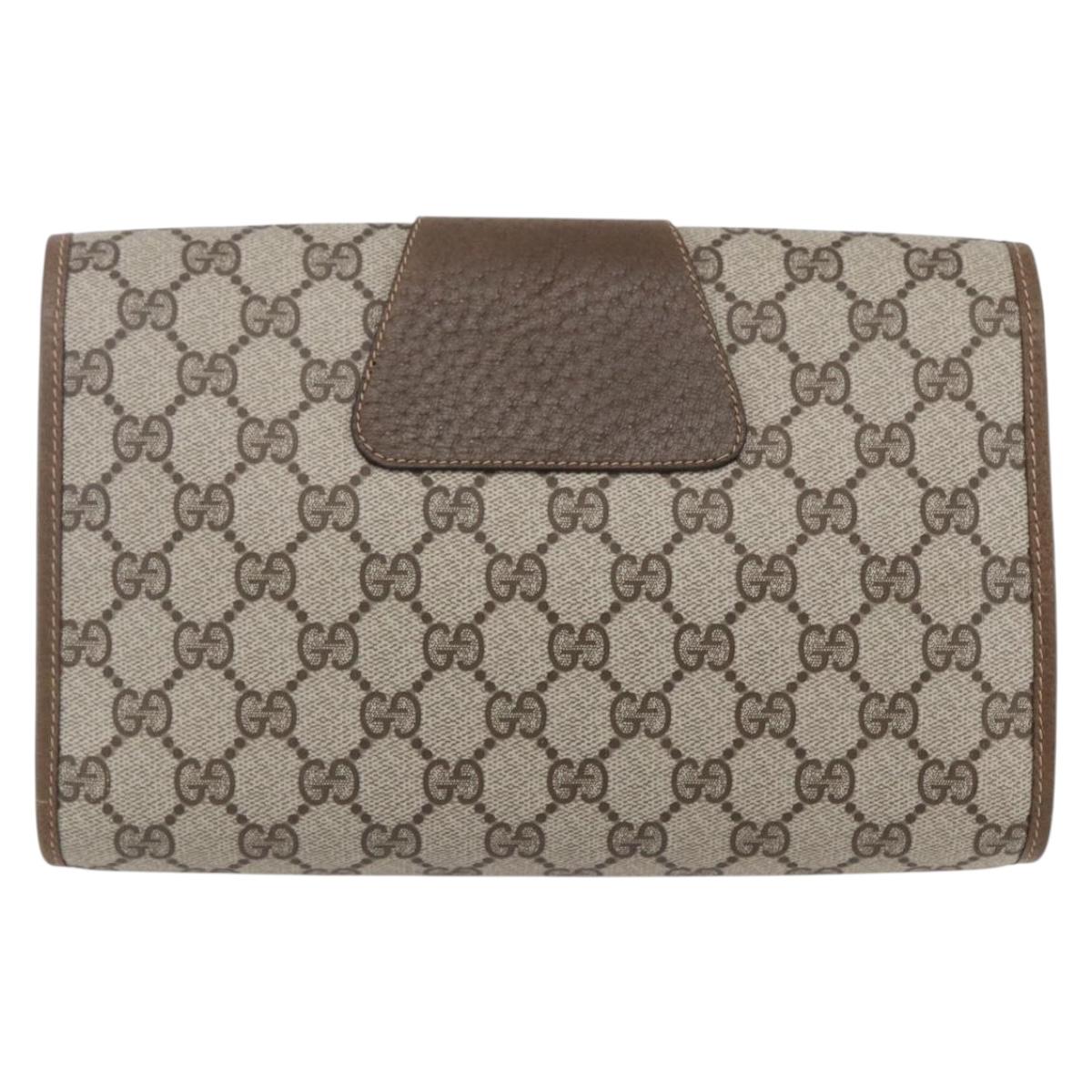 GUCCI GG Supreme Web Sherry Line Clutch Bag PVC Red Beige 89 01 030 Auth kk591