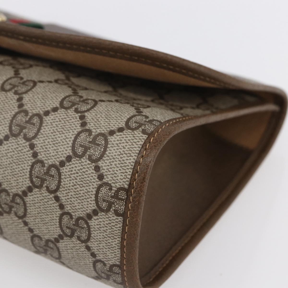 GUCCI GG Supreme Web Sherry Line Clutch Bag PVC Red Beige 89 01 030 Auth kk591