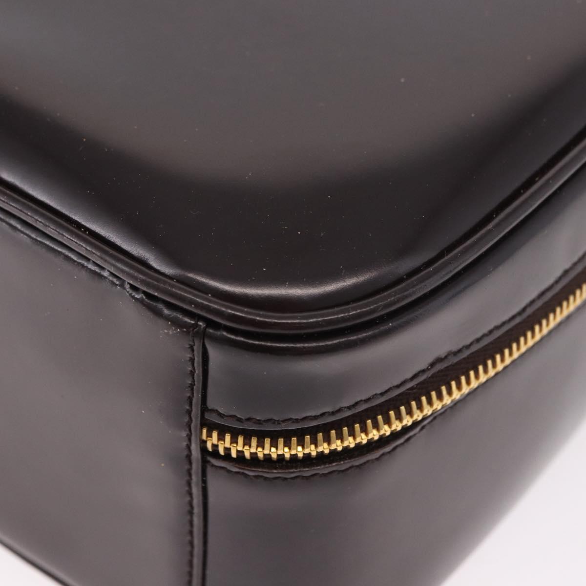 GUCCI Bamboo Vanity Hand Bag Patent 2way Black Gold 000 3270 0323 Auth kk600