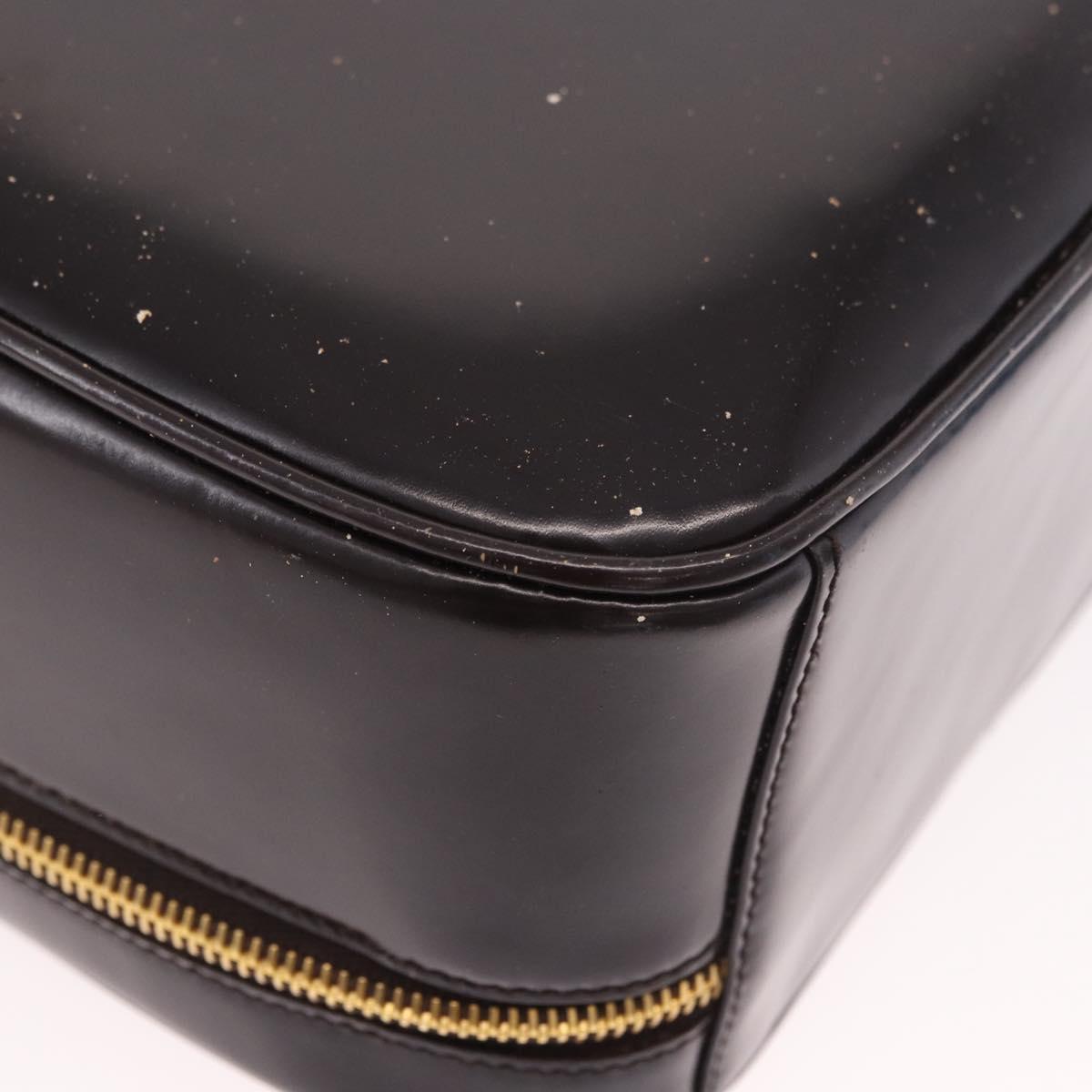 GUCCI Bamboo Vanity Hand Bag Patent 2way Black Gold 000 3270 0323 Auth kk600