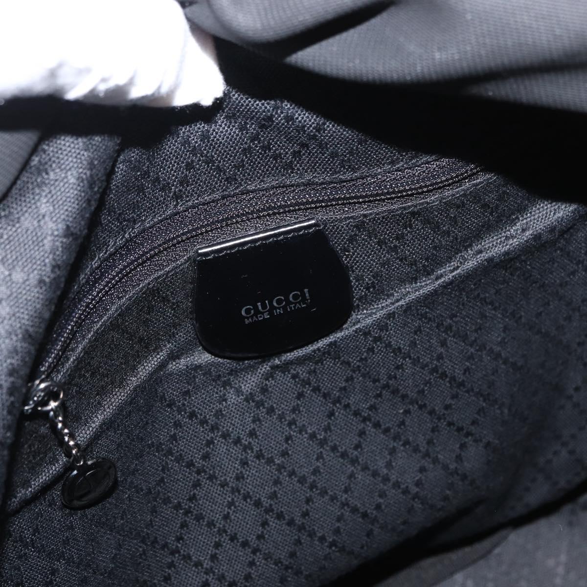 GUCCI Bamboo Hand Bag Nylon Black Silver 000 1998 0508 Auth kk602