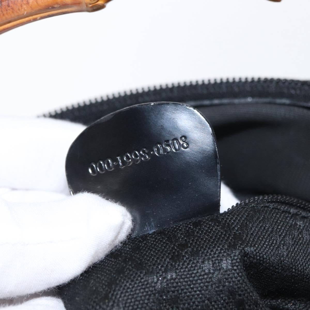 GUCCI Bamboo Hand Bag Nylon Black Silver 000 1998 0508 Auth kk602