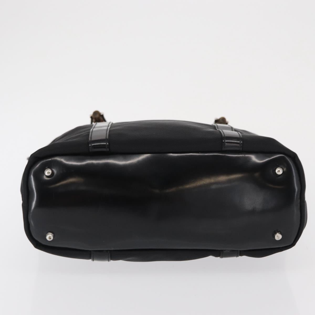 GUCCI Bamboo Hand Bag Nylon Black Silver 000 1998 0508 Auth kk602
