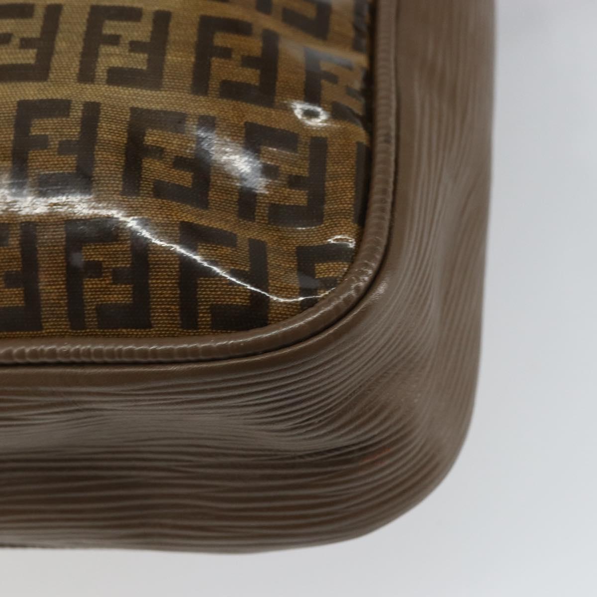 FENDI Zucchino Canvas Shoulder Bag Brown Auth kk603