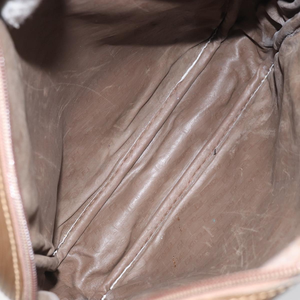 FENDI Zucchino Canvas Shoulder Bag Brown Auth kk603