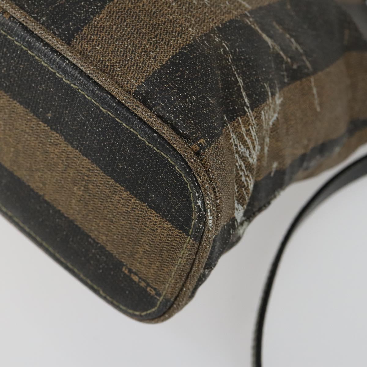 FENDI Pecan Canvas Hand Bag 2way Black Brown Auth kk604