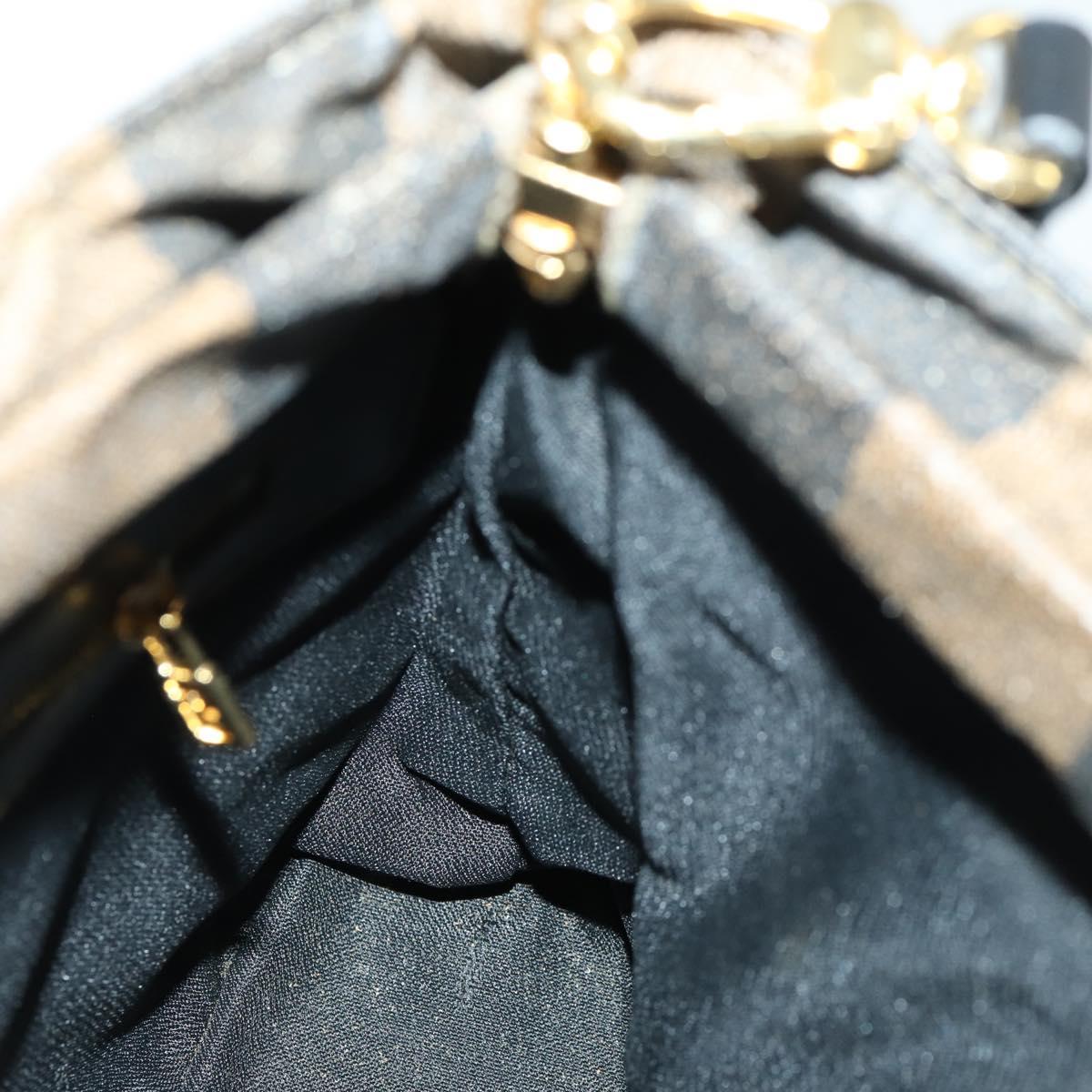 FENDI Pecan Canvas Hand Bag 2way Black Brown Auth kk604