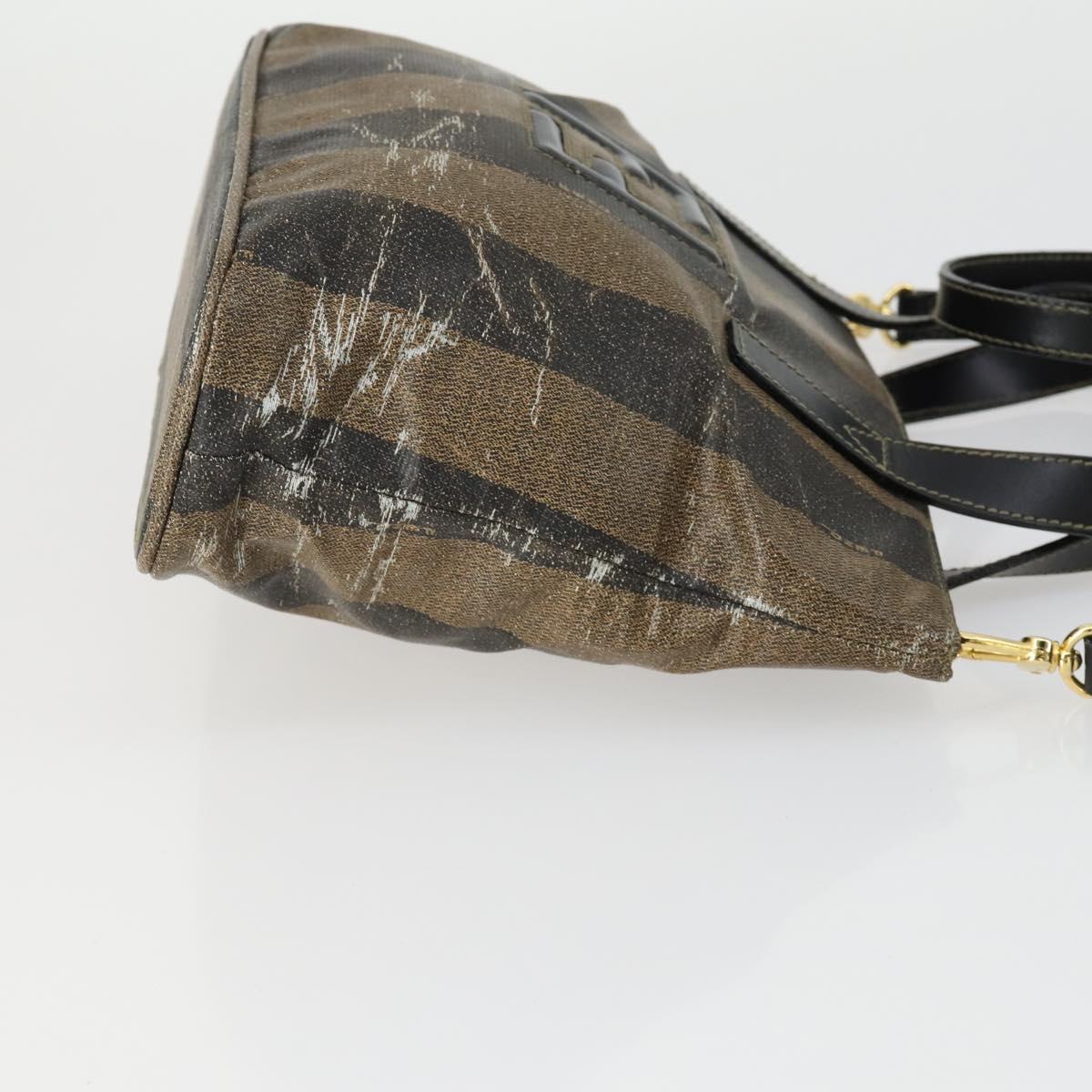 FENDI Pecan Canvas Hand Bag 2way Black Brown Auth kk604