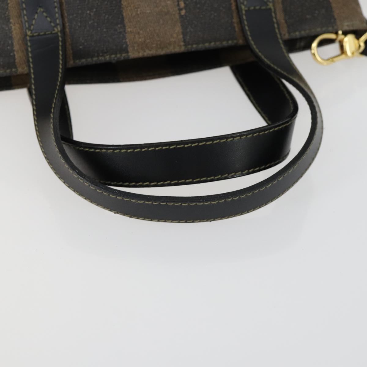 FENDI Pecan Canvas Hand Bag 2way Black Brown Auth kk604