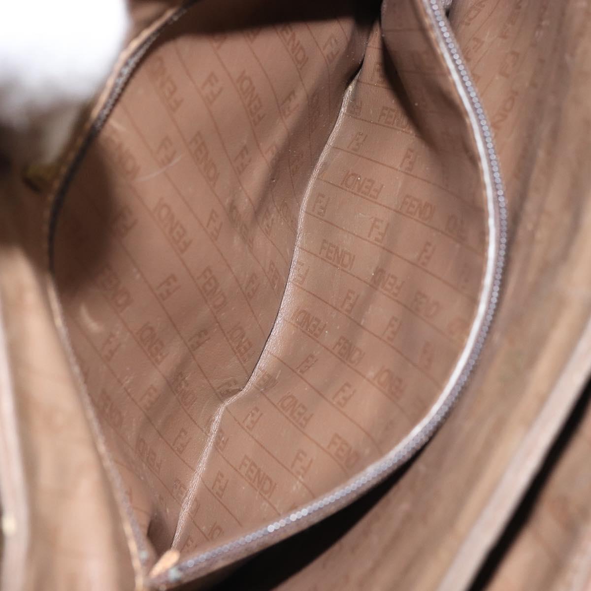 FENDI Zucchino Canvas Shoulder Bag Brown Auth kk605