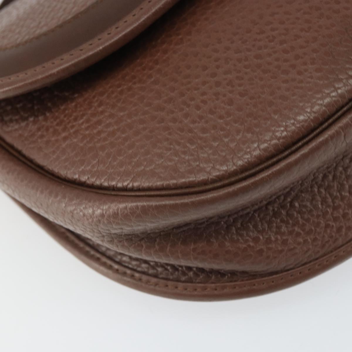 Christian Dior Shoulder Bag Leather Brown Gold Auth kk606