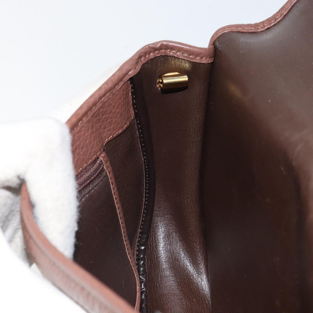 Christian Dior Shoulder Bag Leather Brown Gold Auth kk606