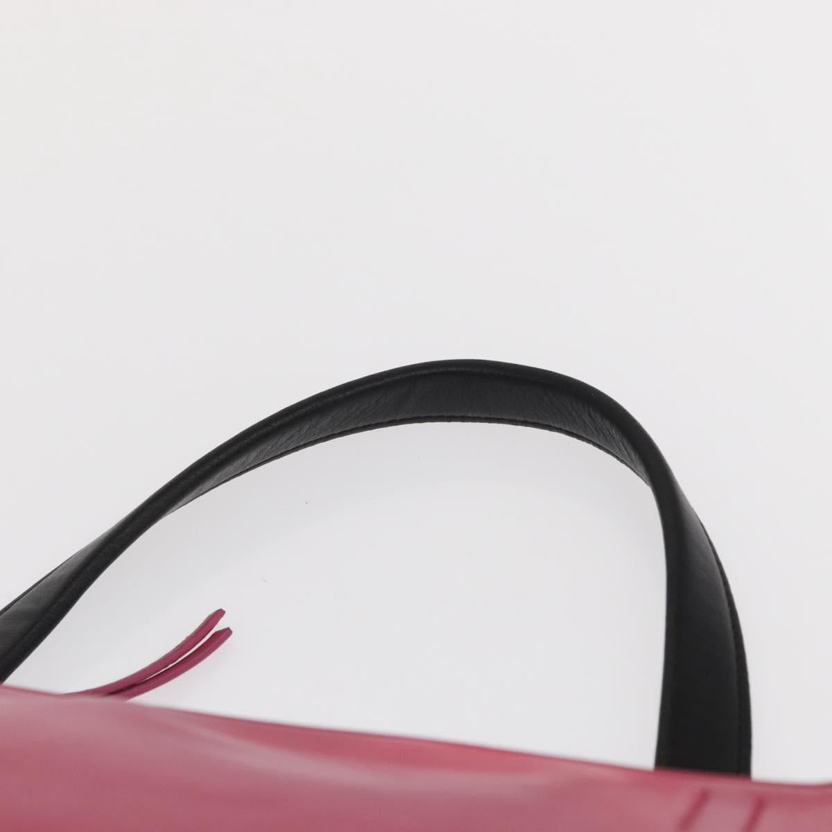 CELINE Edge Small Hand Bag Leather Pink Black khaki Auth kk608