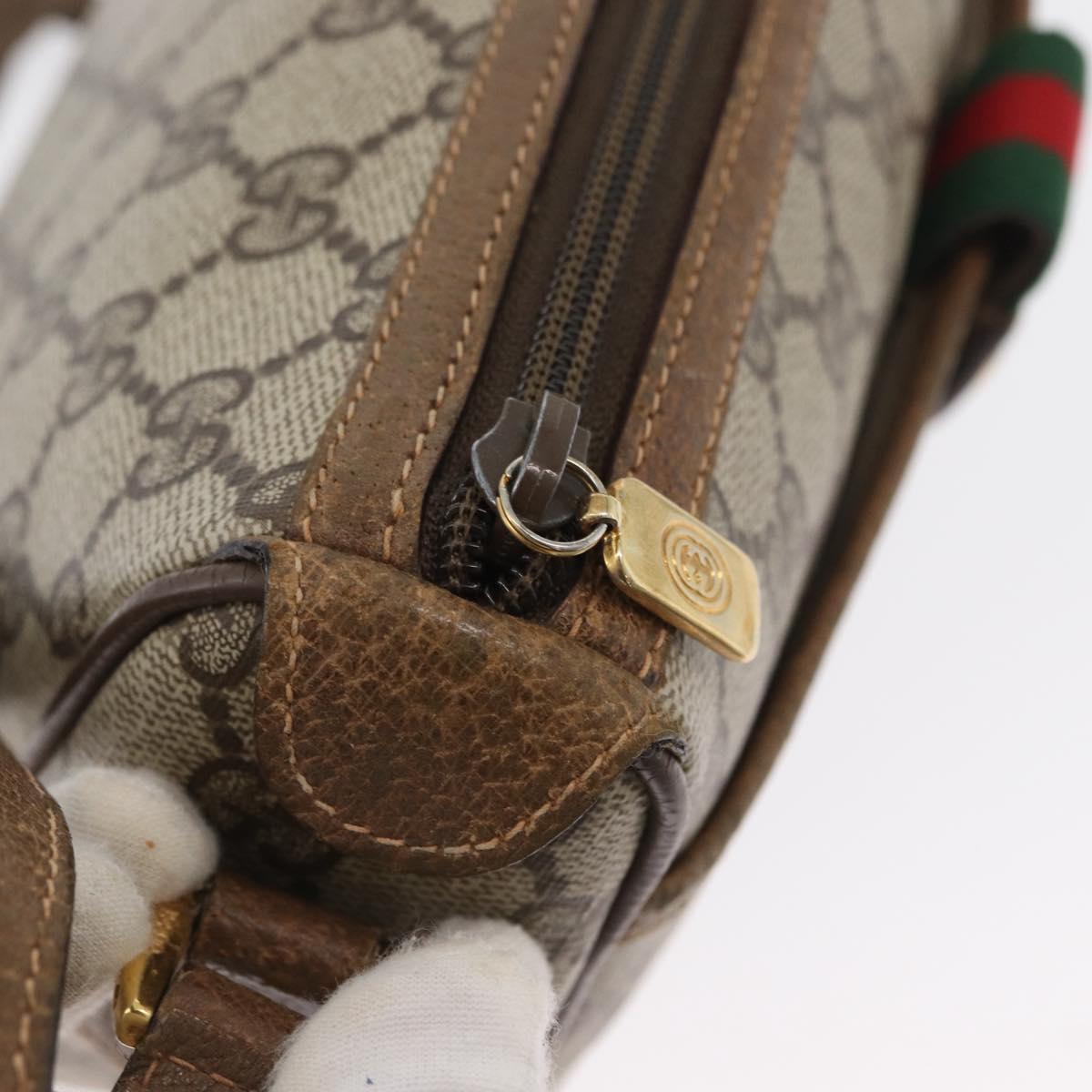 GUCCI GG Supreme Web Sherry Line Bag PVC Beige Gold 89 02 032 Auth kk618