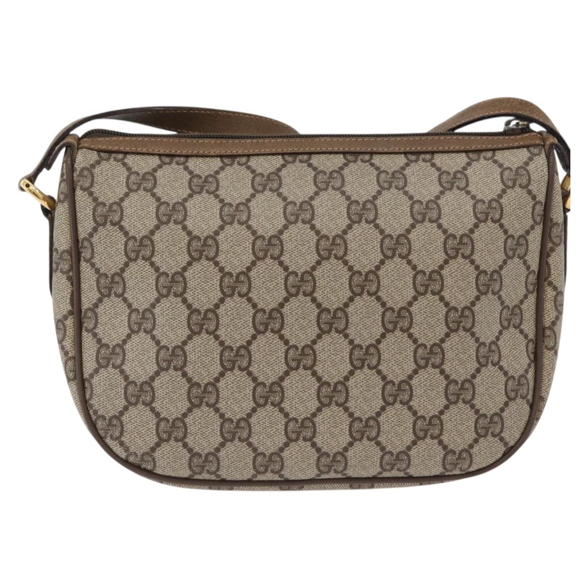 GUCCI GG Supreme Web Sherry Line Bag PVC Beige Gold 89 02 032 Auth kk618