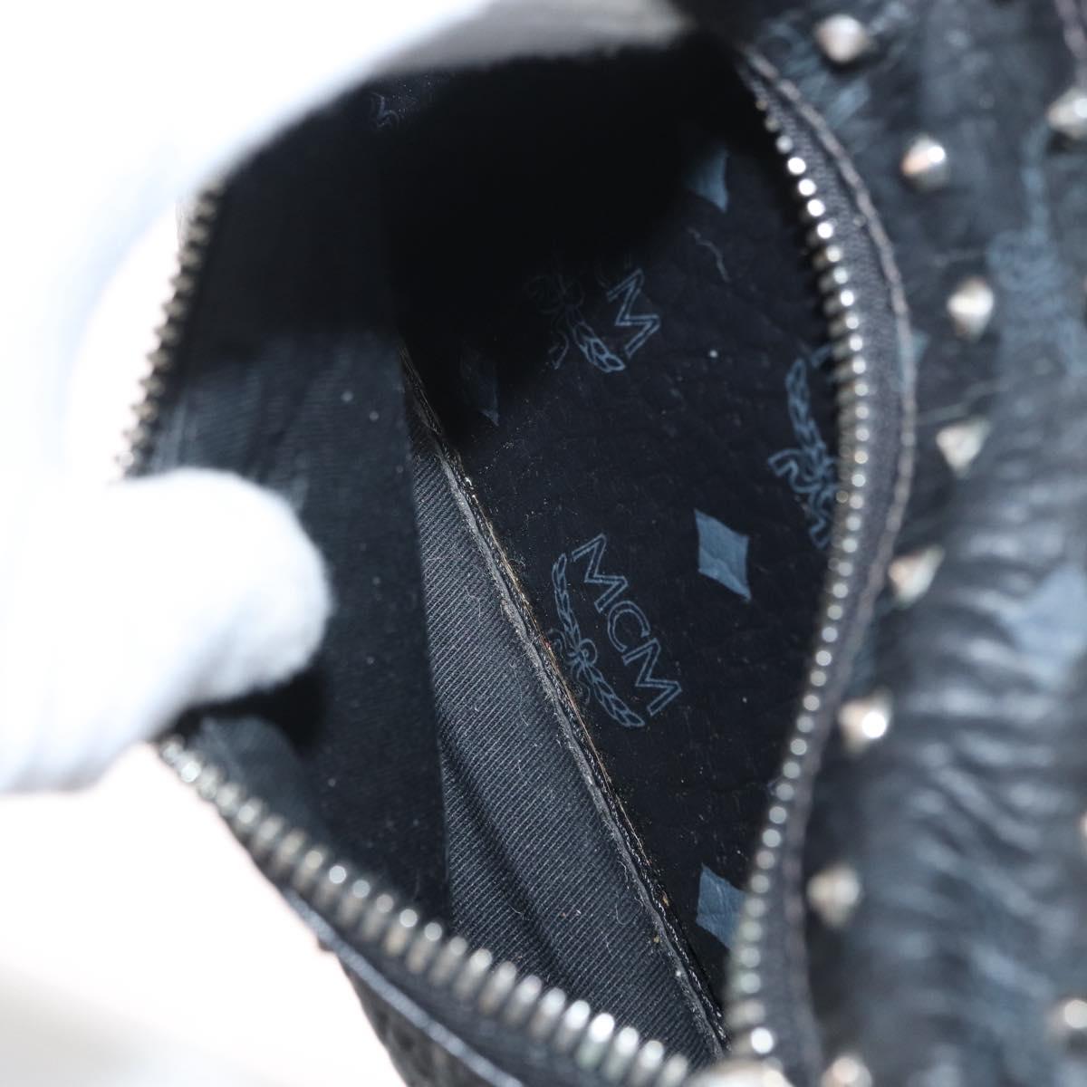 MCM Logogram Vicetos Studs Backpack PVC Leather Black Auth kk619