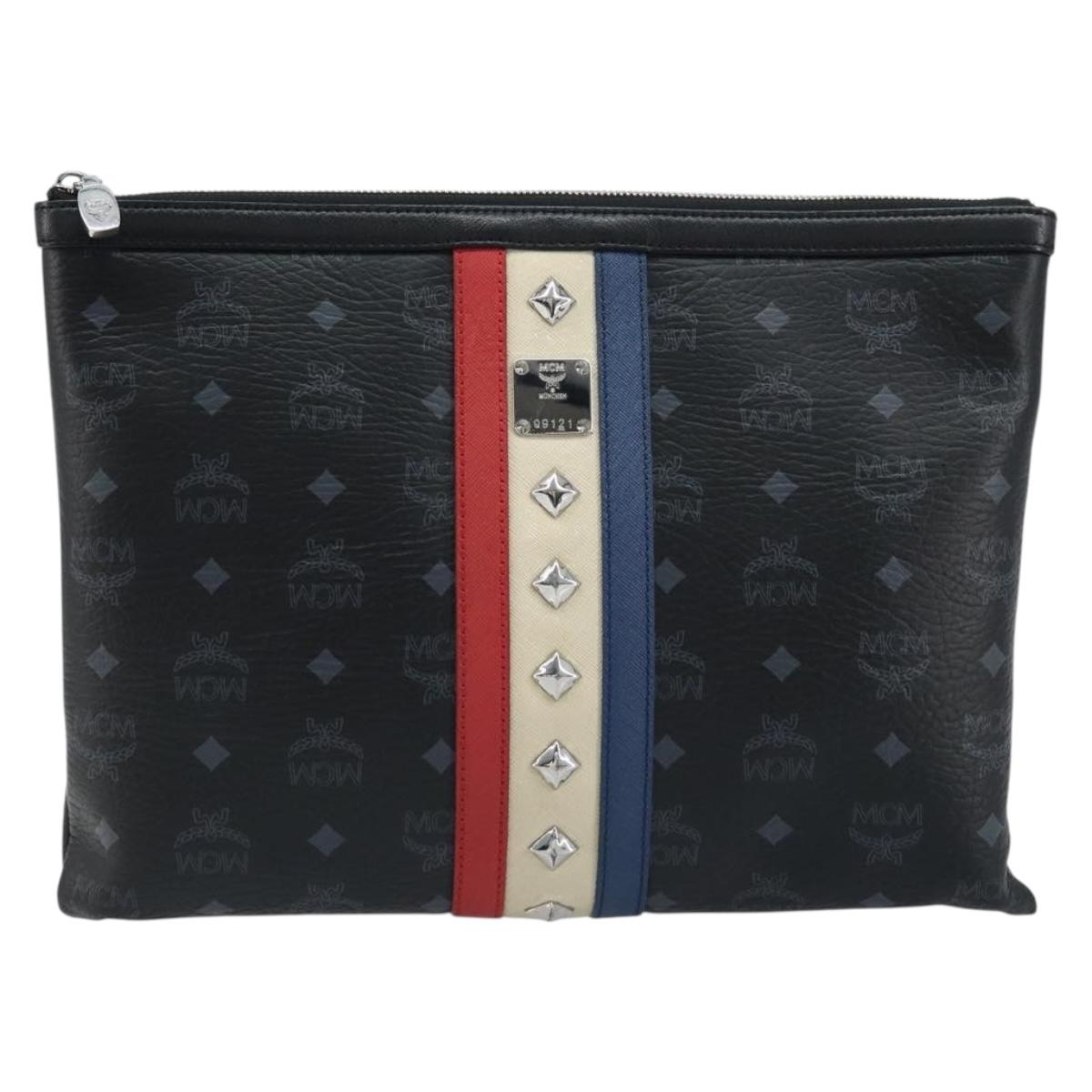 MCM Logogram Vicetos Bag PVC Leather MCM × Loveless Black Silver Auth kk620