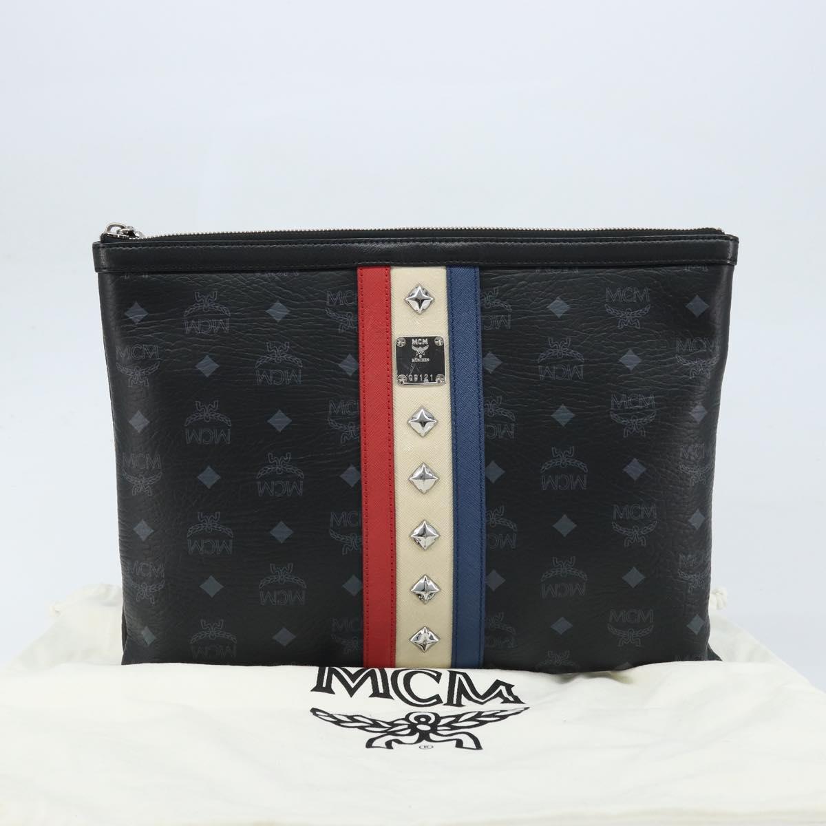 MCM Logogram Vicetos Bag PVC Leather MCM × Loveless Black Silver Auth kk620