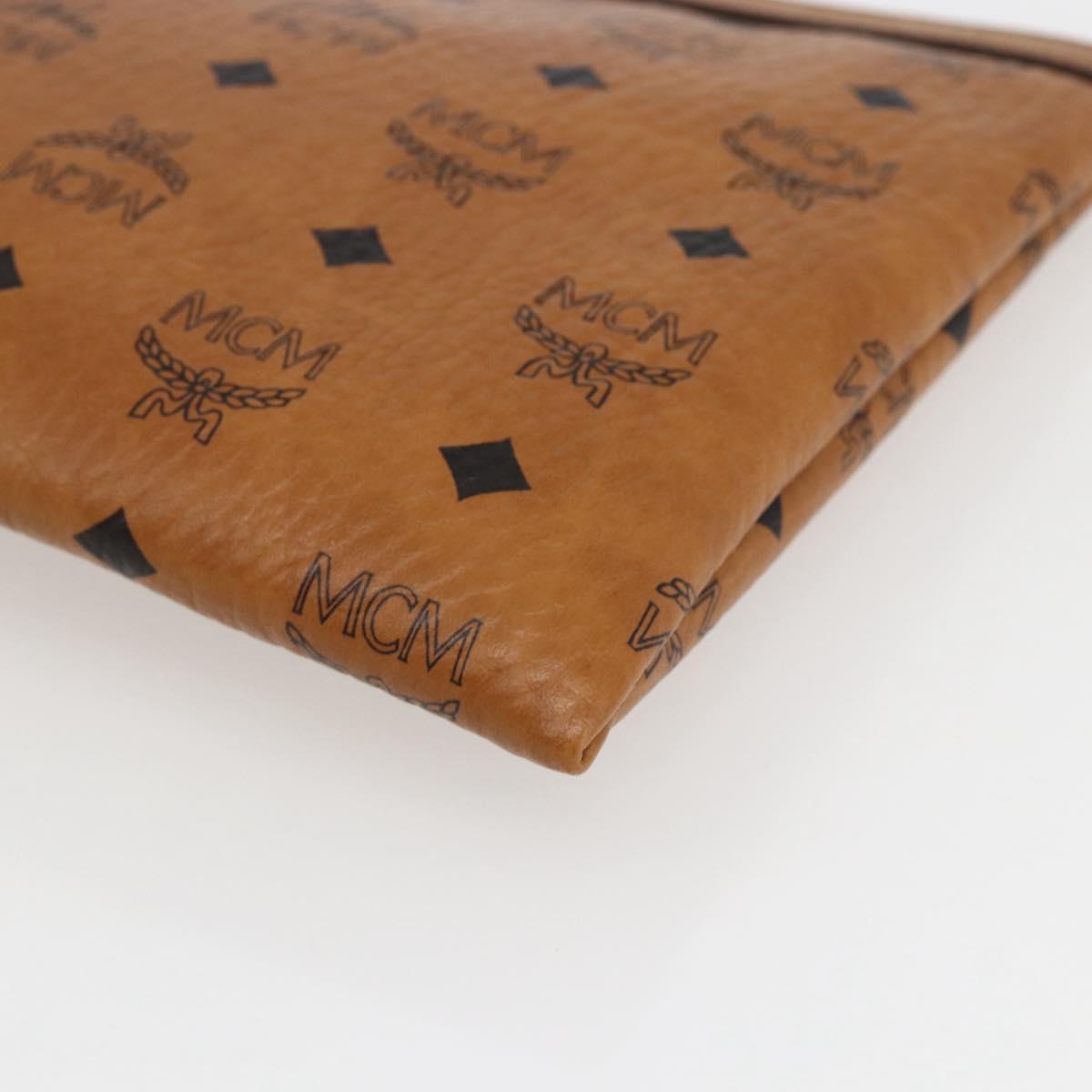 MCM Logogram Vicetos Clutch Bag PVC Leather Brown Gold Auth kk624