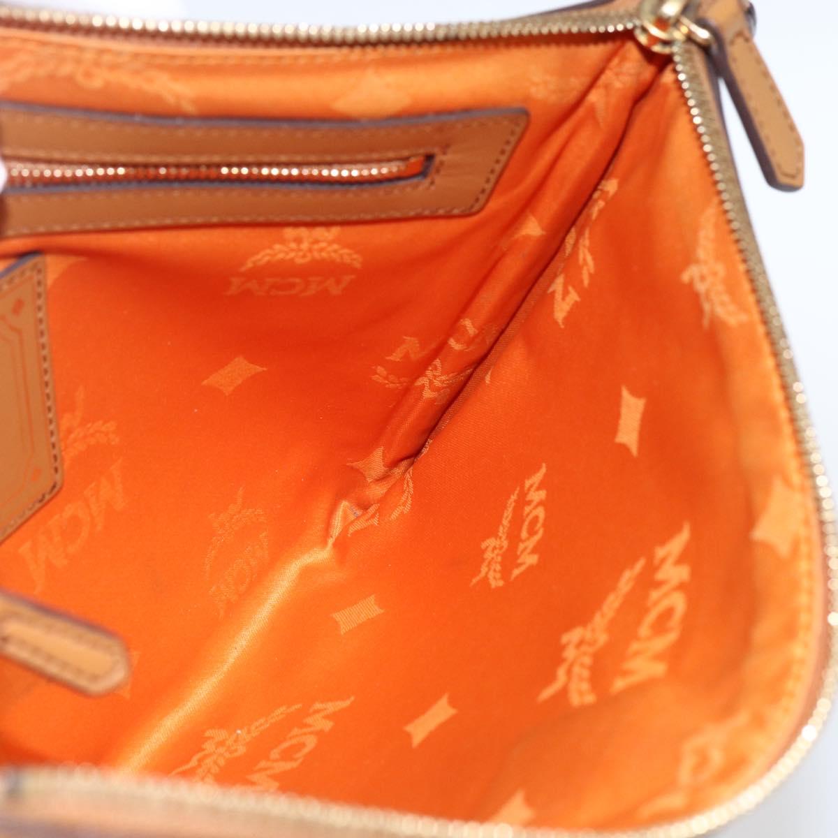 MCM Logogram Vicetos Clutch Bag PVC Leather Brown Gold Auth kk624